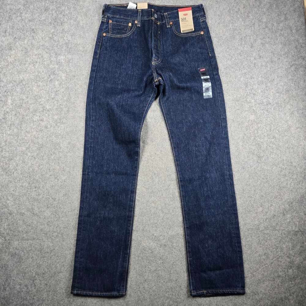 Levis 501 Original Jeans Mens 30x32 Blue Straight Leg Denim Dark Wash Workwear